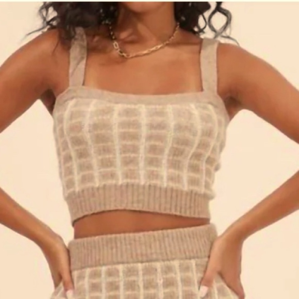 ASTR The Label Briarwood Checkered Knit Crop Top